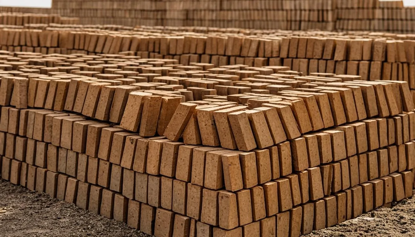 quality construction bricks stacked at a building materials supplier in Pakistan